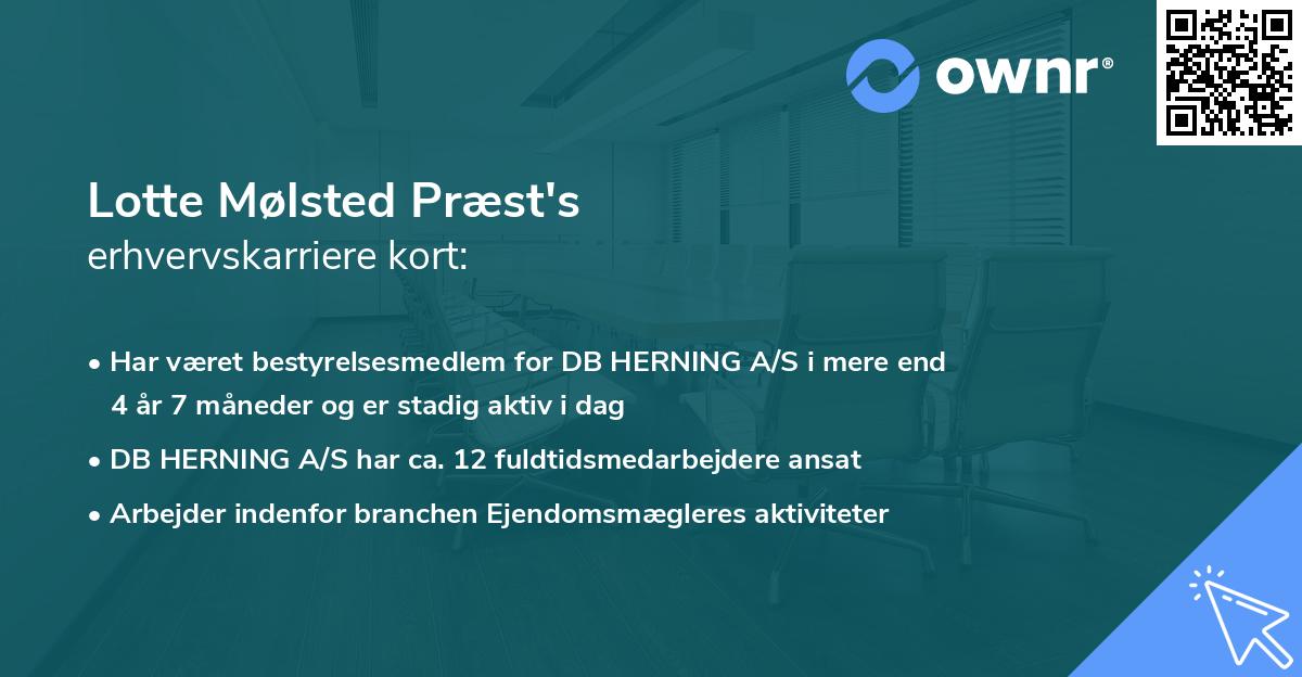 Lotte Mølsted Præst's erhvervskarriere kort
