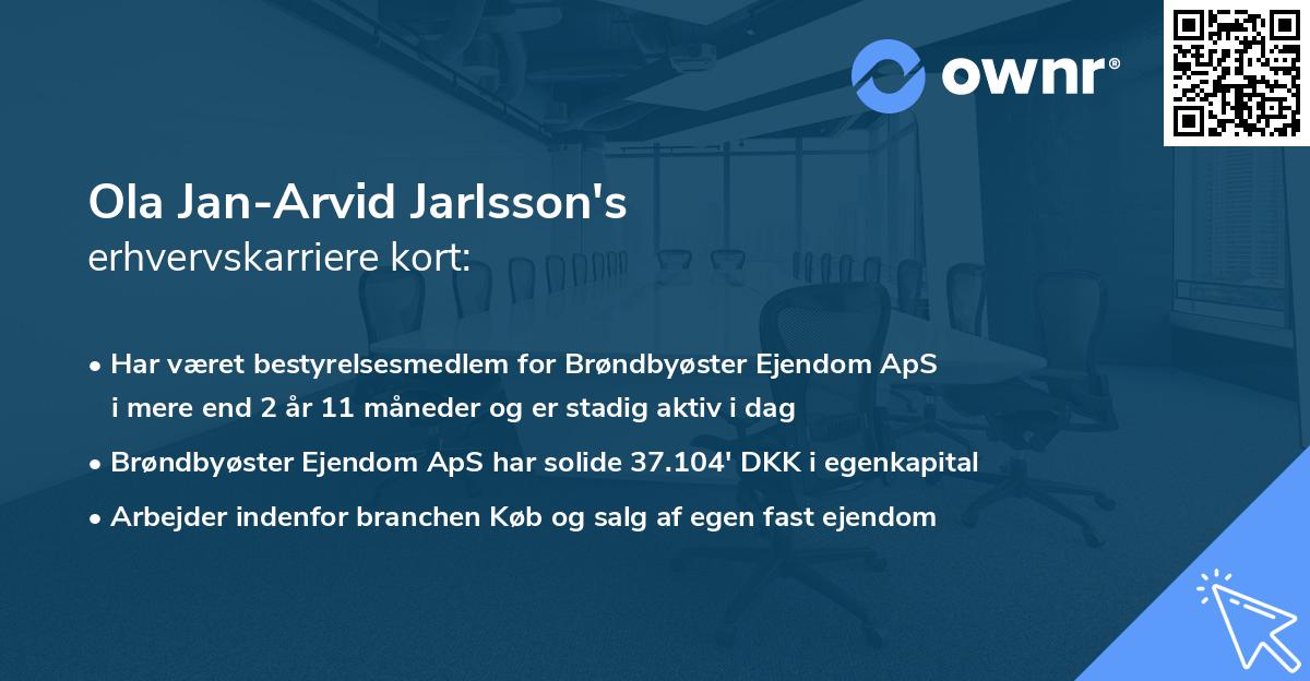 Ola Jan-Arvid Jarlsson's erhvervskarriere kort