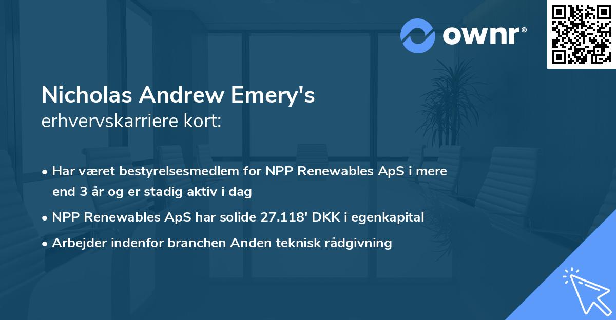 Nicholas Andrew Emery's erhvervskarriere kort