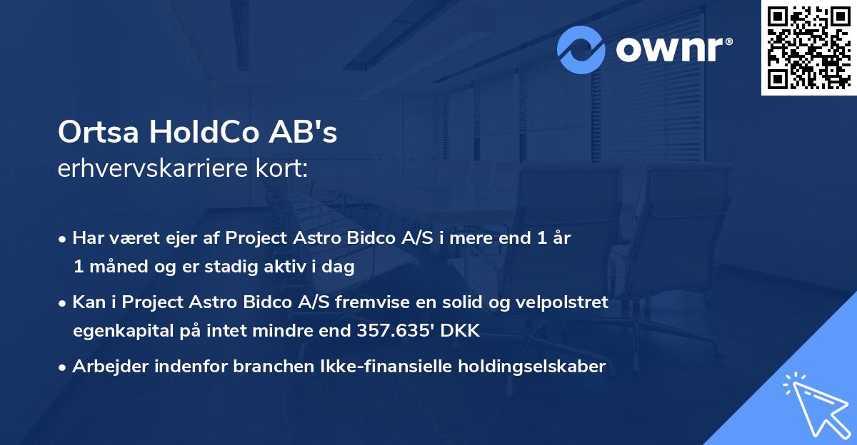 Ortsa HoldCo AB's erhvervskarriere kort