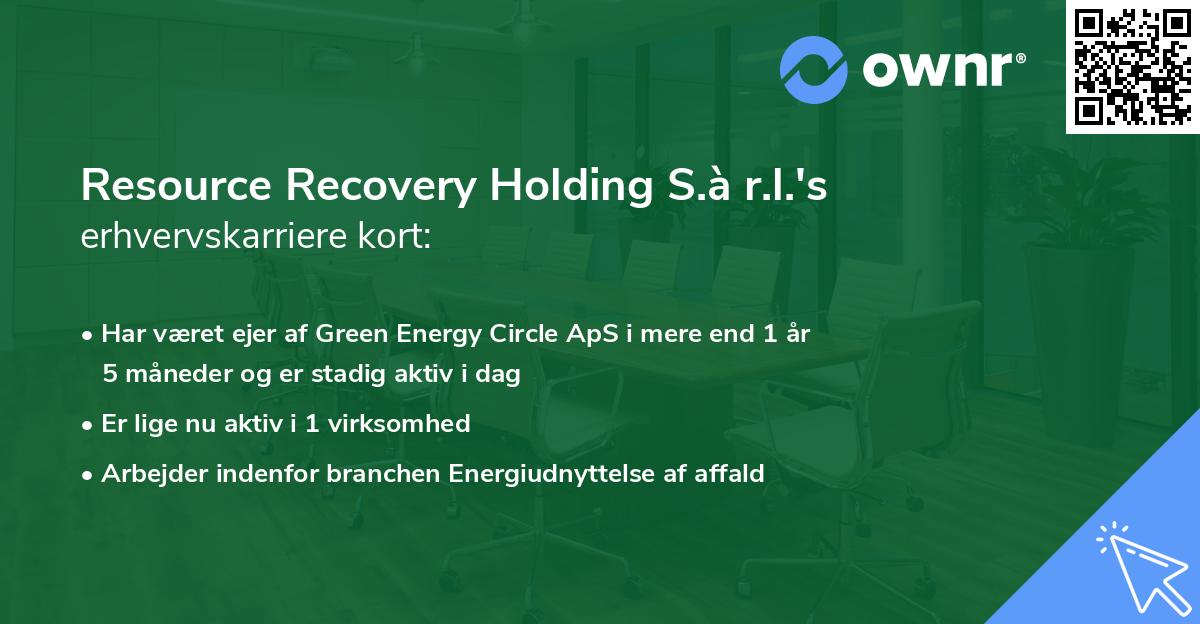 Resource Recovery Holding S.à r.l.'s erhvervskarriere kort