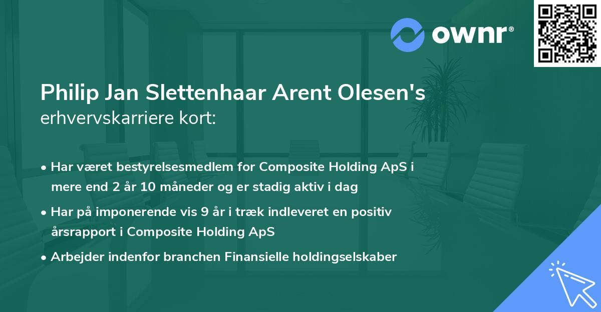 Philip Jan Slettenhaar Arent Olesen's erhvervskarriere kort
