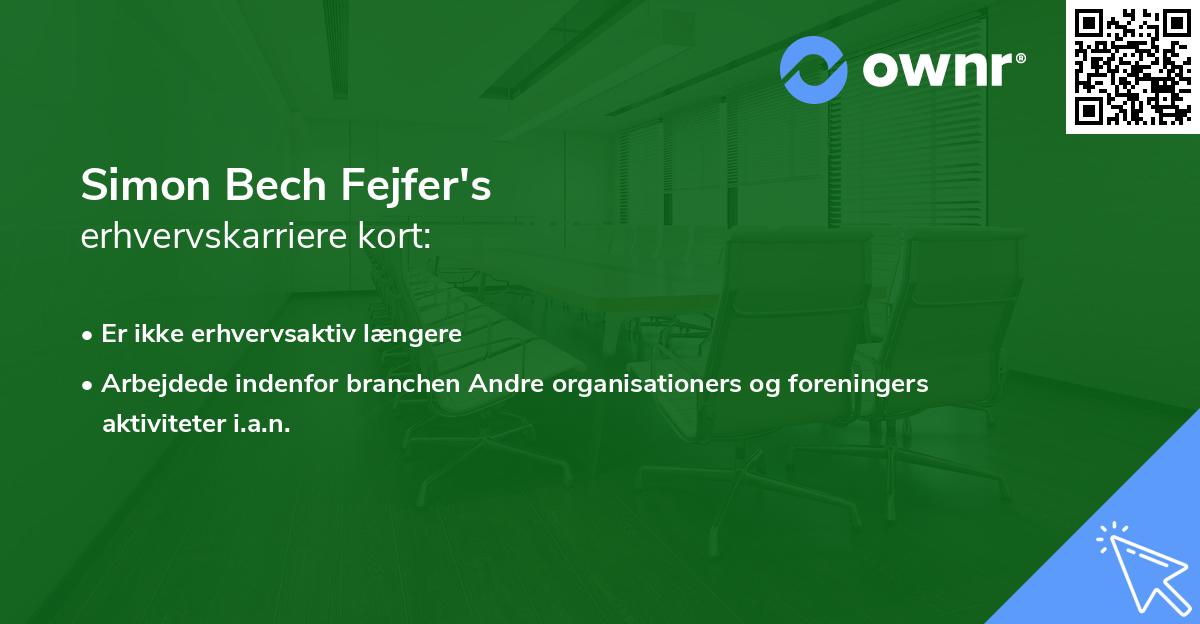 Simon Bech Fejfer's erhvervskarriere kort