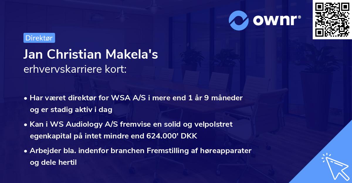Jan Christian Makela's erhvervskarriere kort