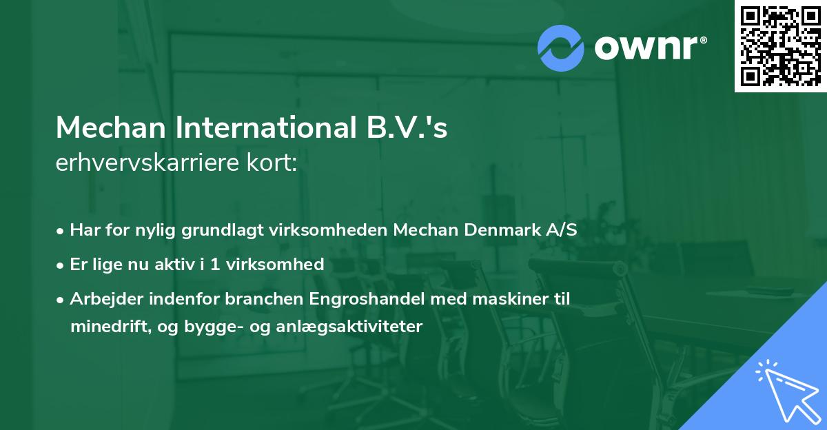 Mechan International B.V.'s erhvervskarriere kort