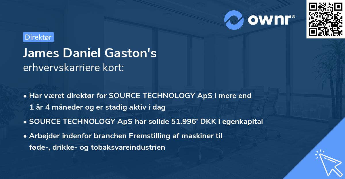 James Daniel Gaston's erhvervskarriere kort