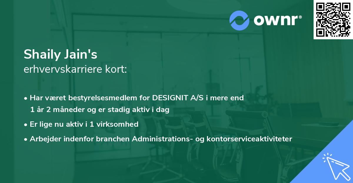 Shaily Jain's erhvervskarriere kort