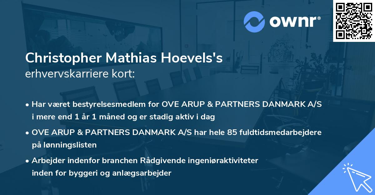 Christopher Mathias Hoevels's erhvervskarriere kort