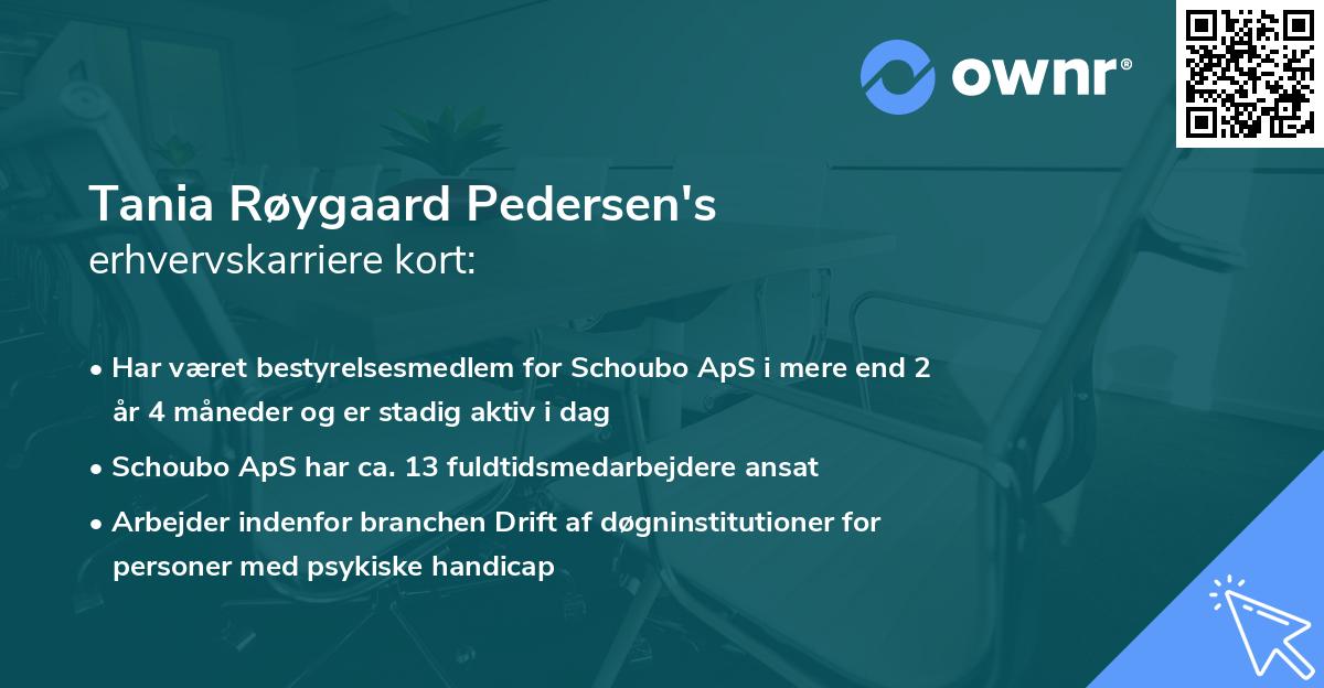 Tania Røygaard Pedersen's erhvervskarriere kort