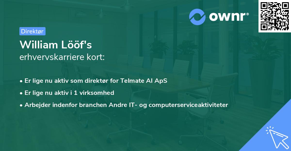William Lööf's erhvervskarriere kort