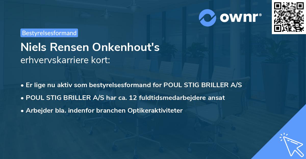 Niels Rensen Onkenhout's erhvervskarriere kort