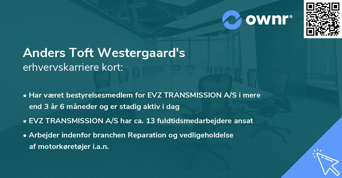 Anders Toft Westergaard's erhvervskarriere kort