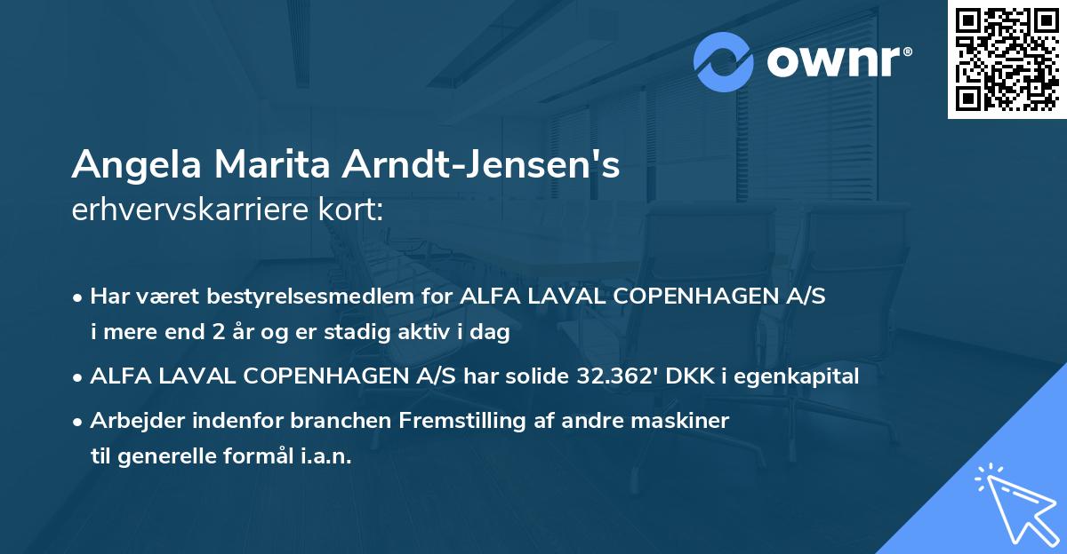 Angela Marita Arndt-Jensen's erhvervskarriere kort