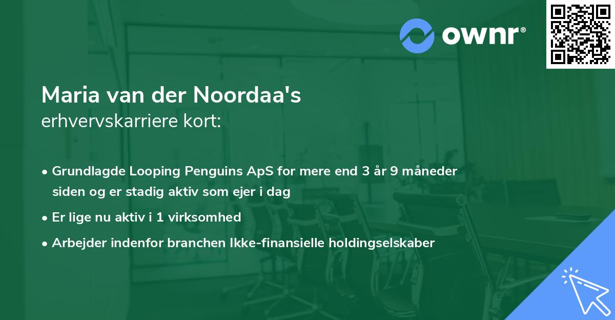 Maria van der Noordaa's erhvervskarriere kort