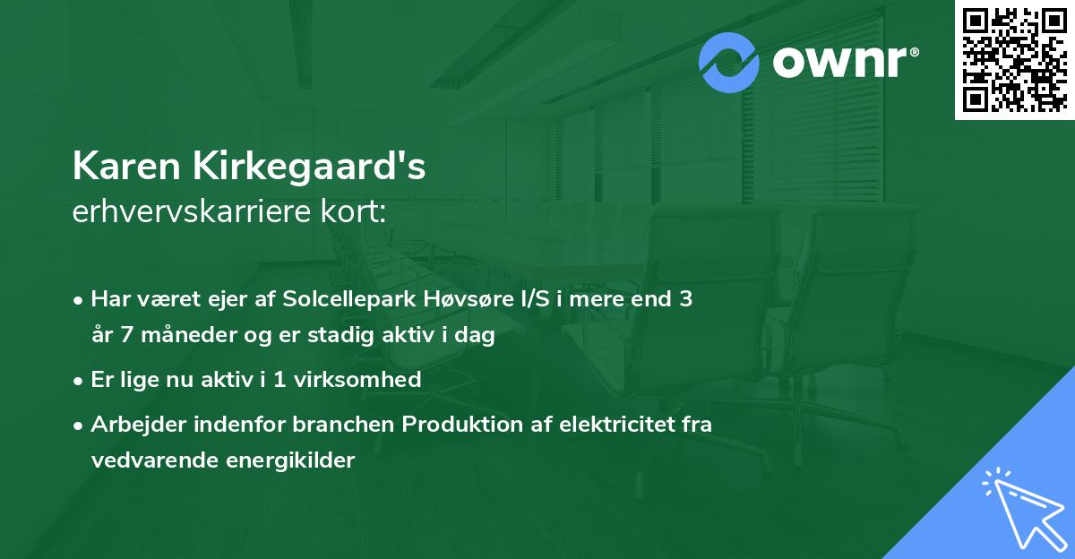 Karen Kirkegaard's erhvervskarriere kort