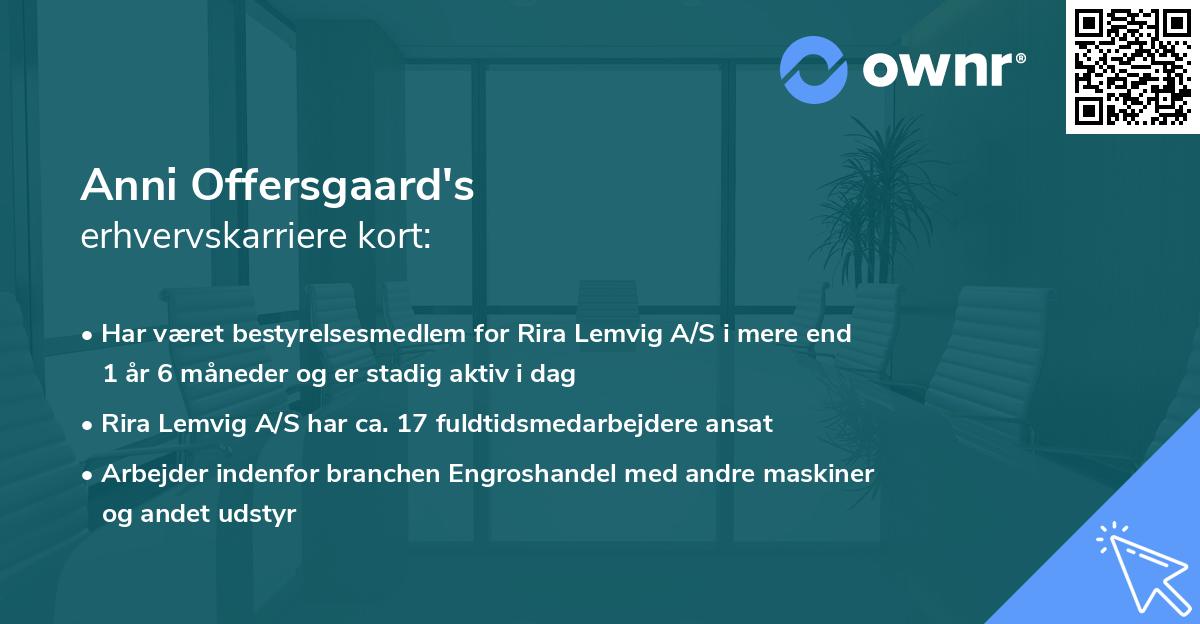 Anni Offersgaard's erhvervskarriere kort