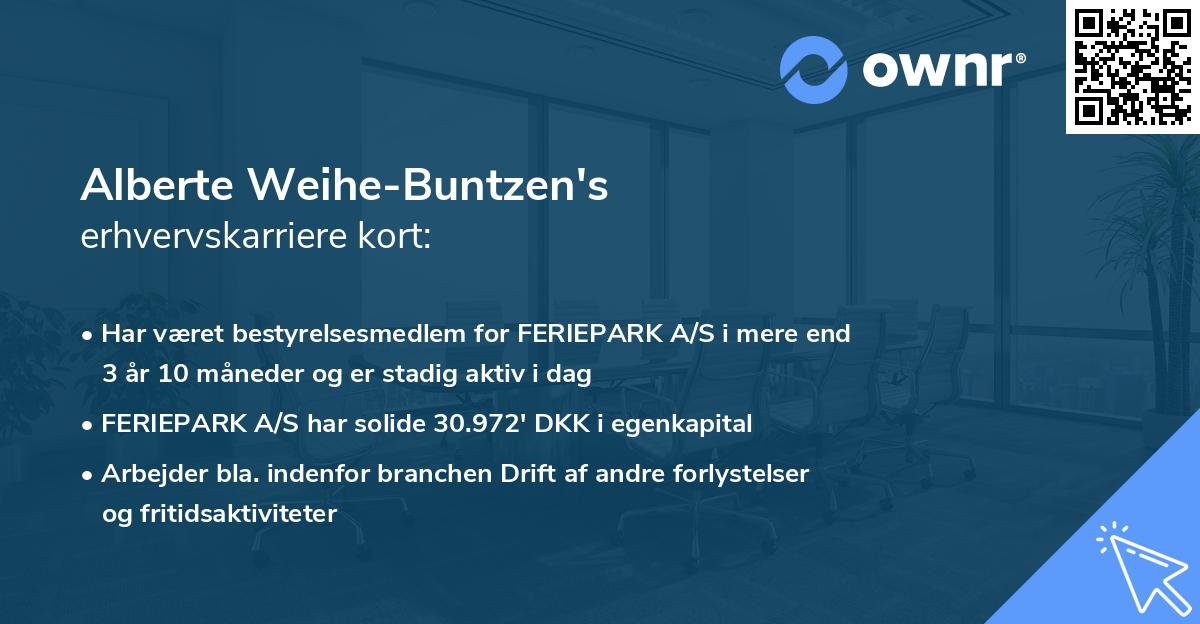 Alberte Weihe-Buntzen's erhvervskarriere kort