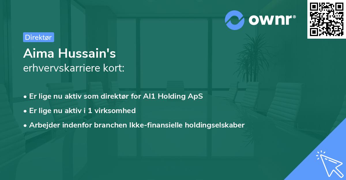 Aima Hussain's erhvervskarriere kort