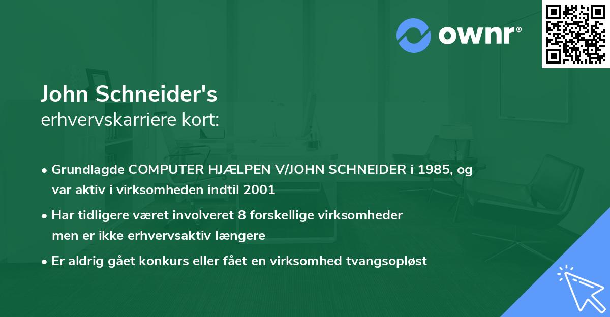 John Schneider's erhvervskarriere kort
