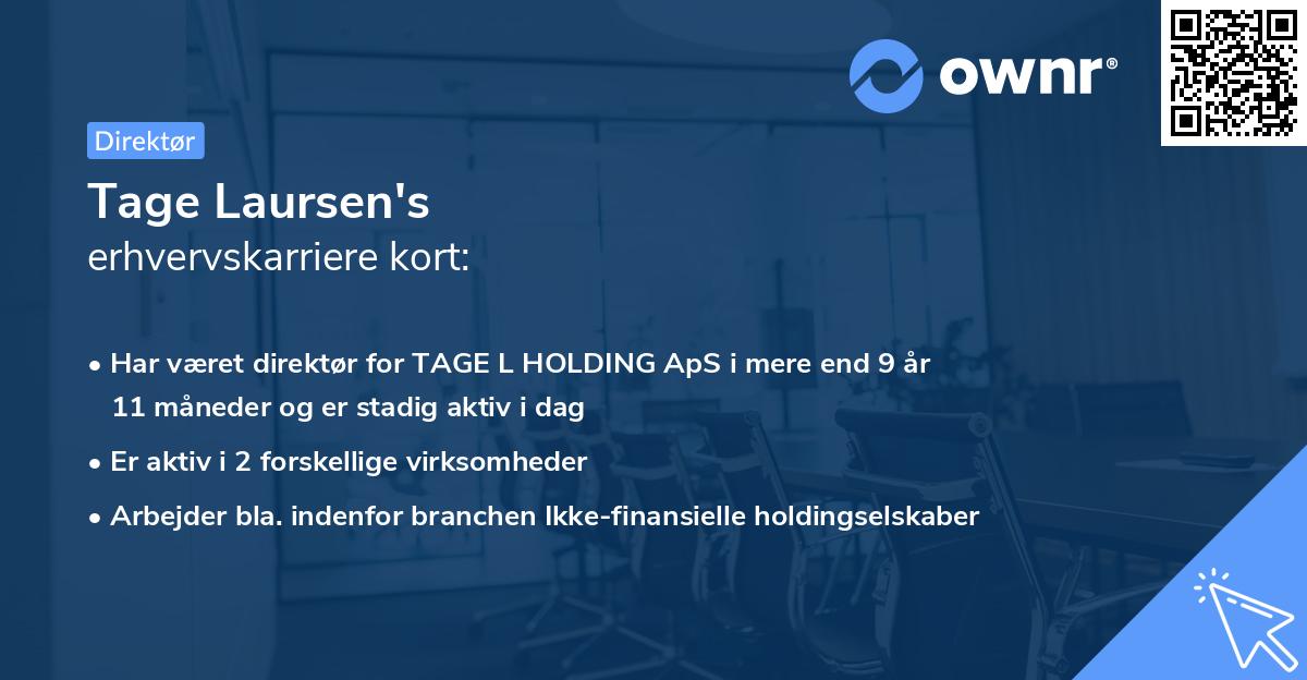 Tage Laursen's erhvervskarriere kort