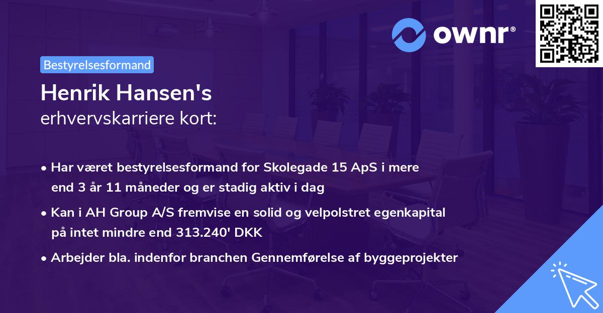 Henrik Hansen's erhvervskarriere kort
