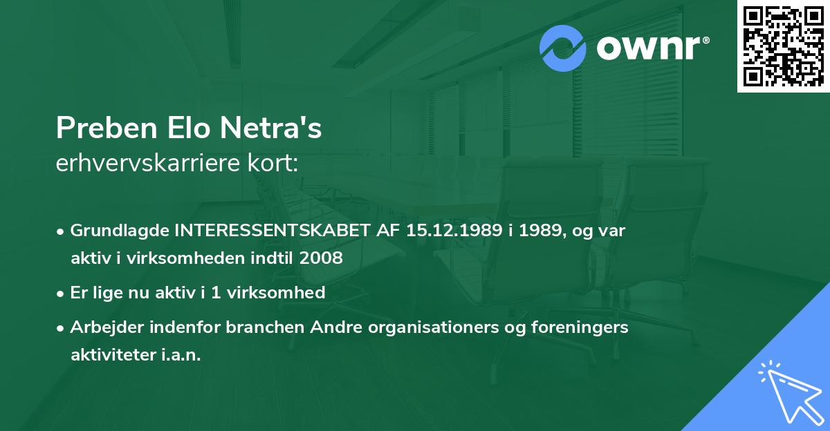 Preben Elo Netra's erhvervskarriere kort