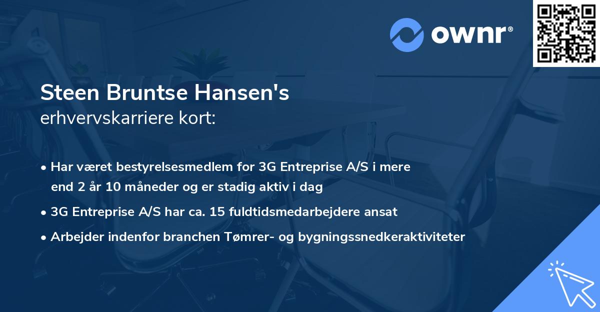 Steen Bruntse Hansen's erhvervskarriere kort