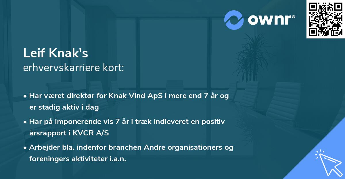 Leif Knak's erhvervskarriere kort