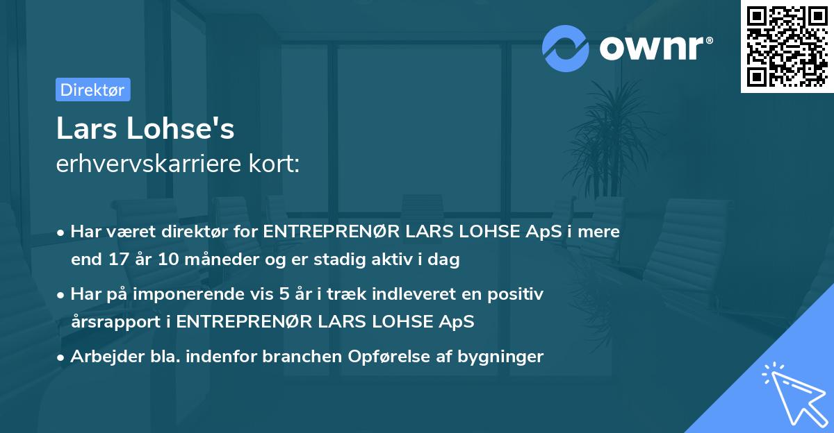 Lars Lohse's erhvervskarriere kort
