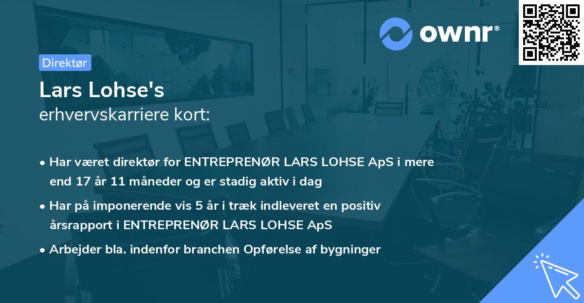 Lars Lohse's erhvervskarriere kort