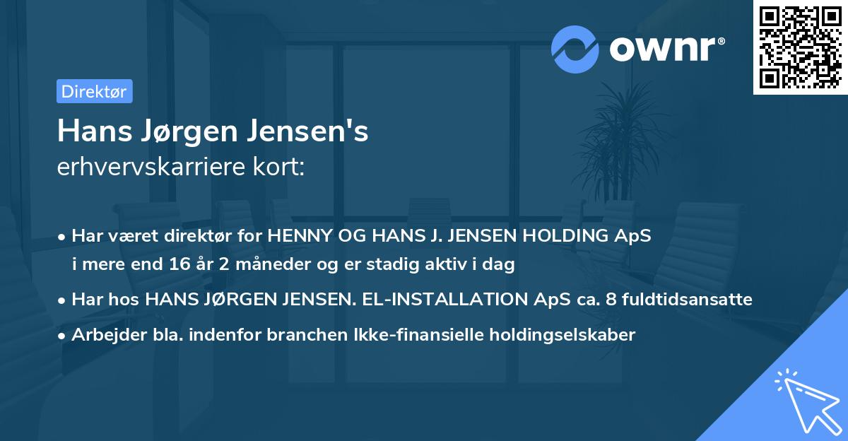 Hans Jørgen Jensen's erhvervskarriere kort