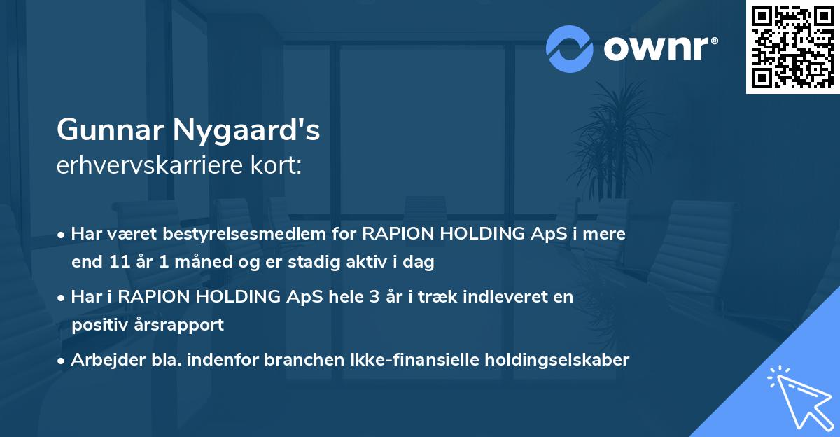 Gunnar Nygaard's erhvervskarriere kort