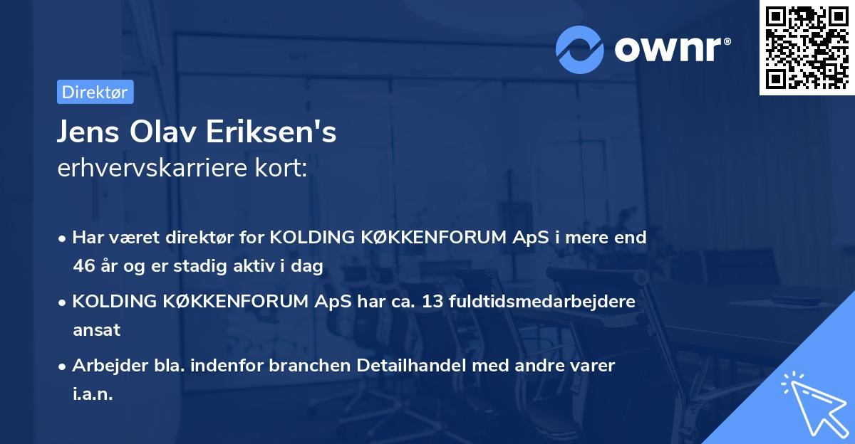 Jens Olav Eriksen's erhvervskarriere kort