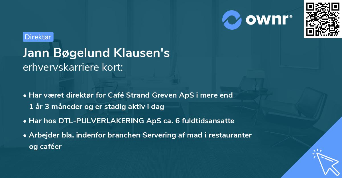 Jann Bøgelund Klausen's erhvervskarriere kort