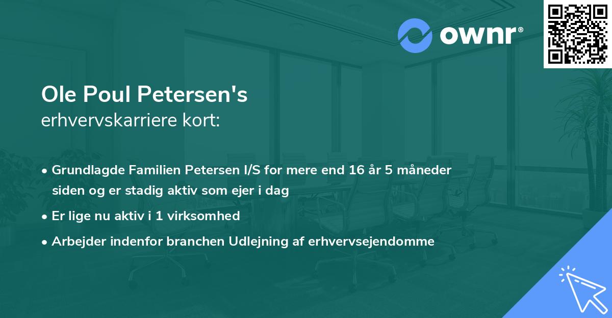Ole Poul Petersen's erhvervskarriere kort