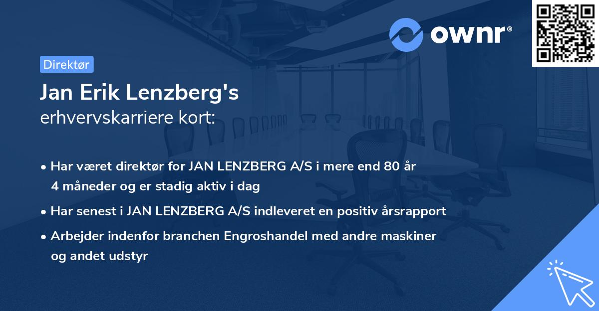 Jan Erik Lenzberg's erhvervskarriere kort