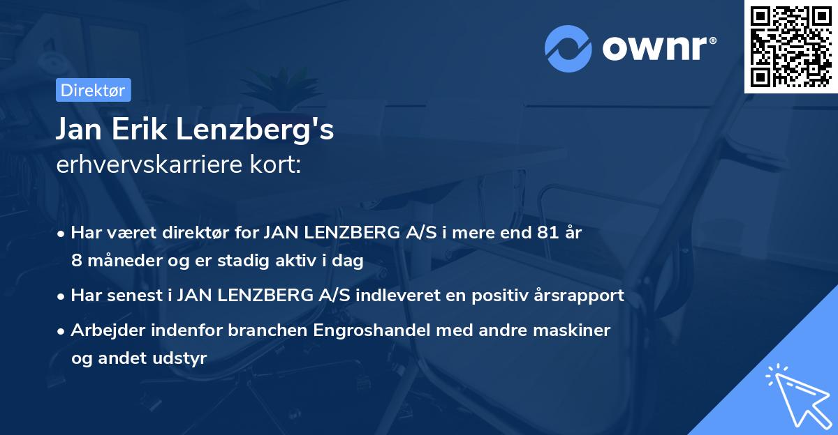 Jan Erik Lenzberg's erhvervskarriere kort