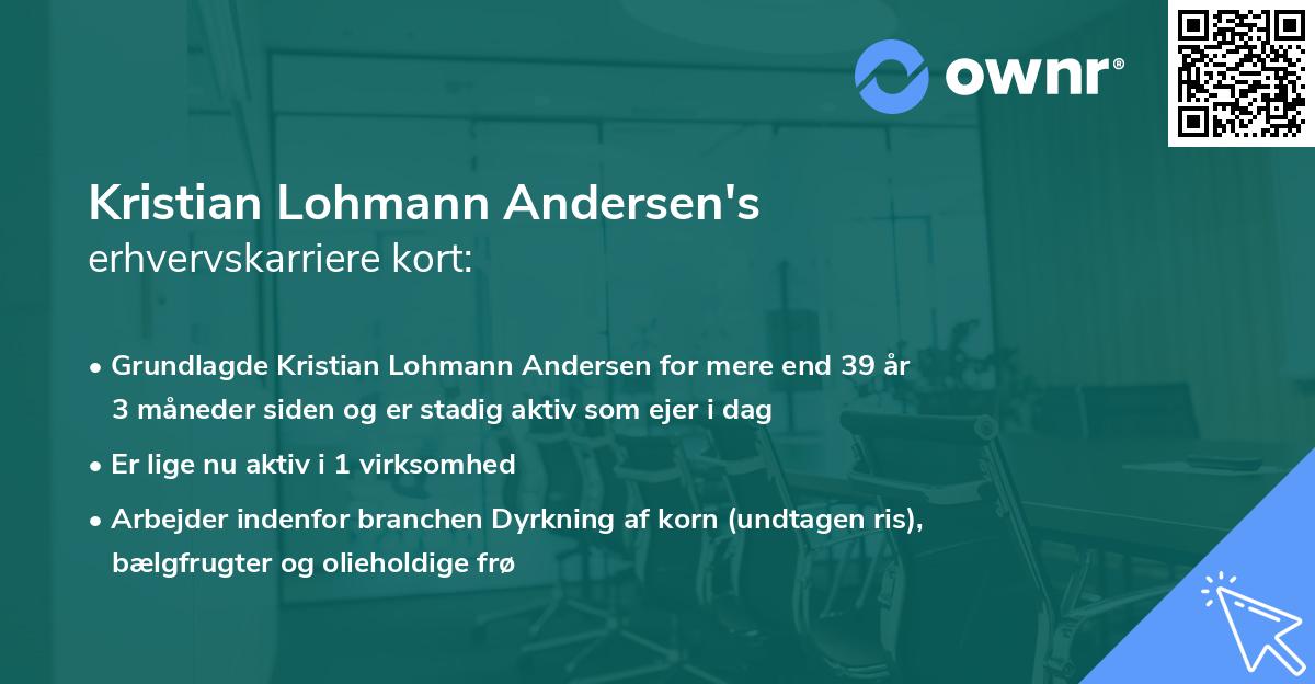 Kristian Lohmann Andersen's erhvervskarriere kort