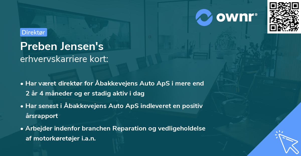 Preben Jensen's erhvervskarriere kort
