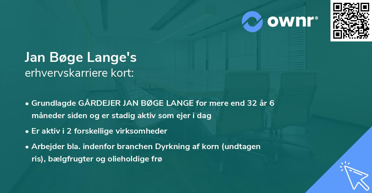 Jan Bøge Lange's erhvervskarriere kort