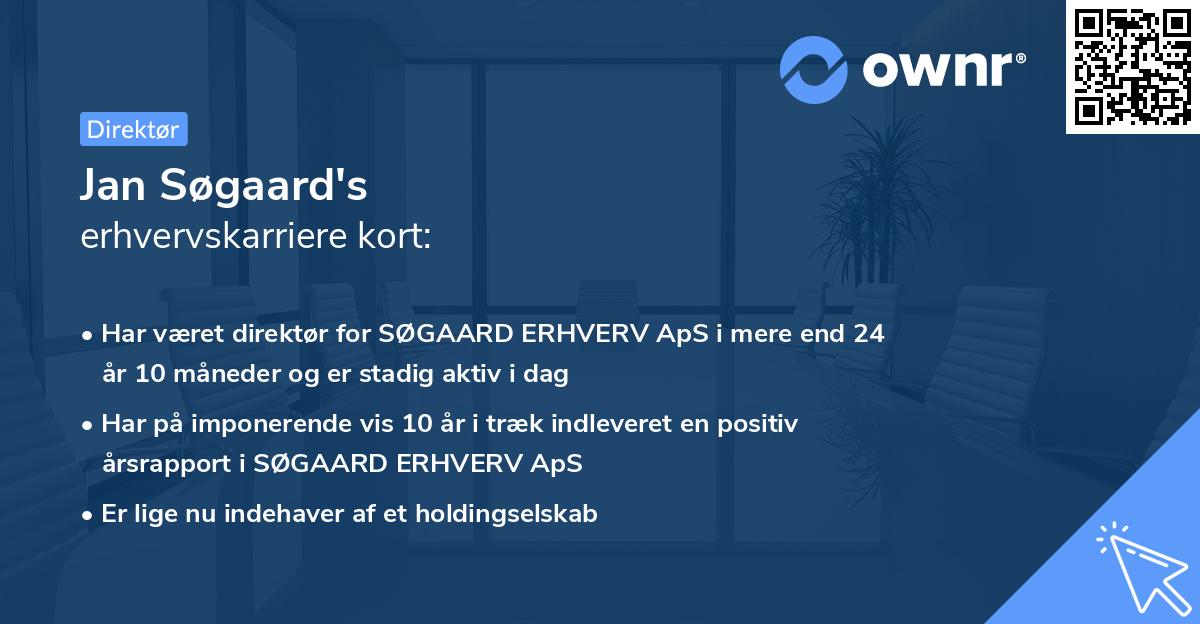 Jan Søgaard's erhvervskarriere kort