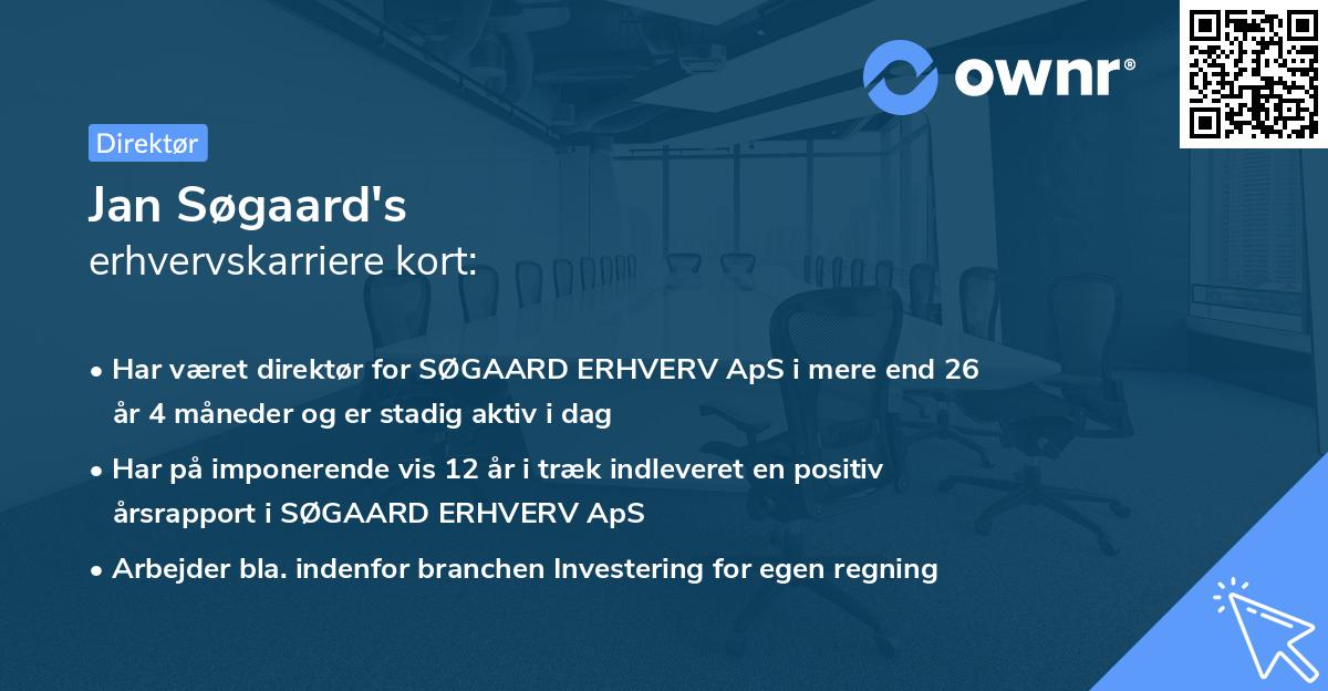 Jan Søgaard's erhvervskarriere kort