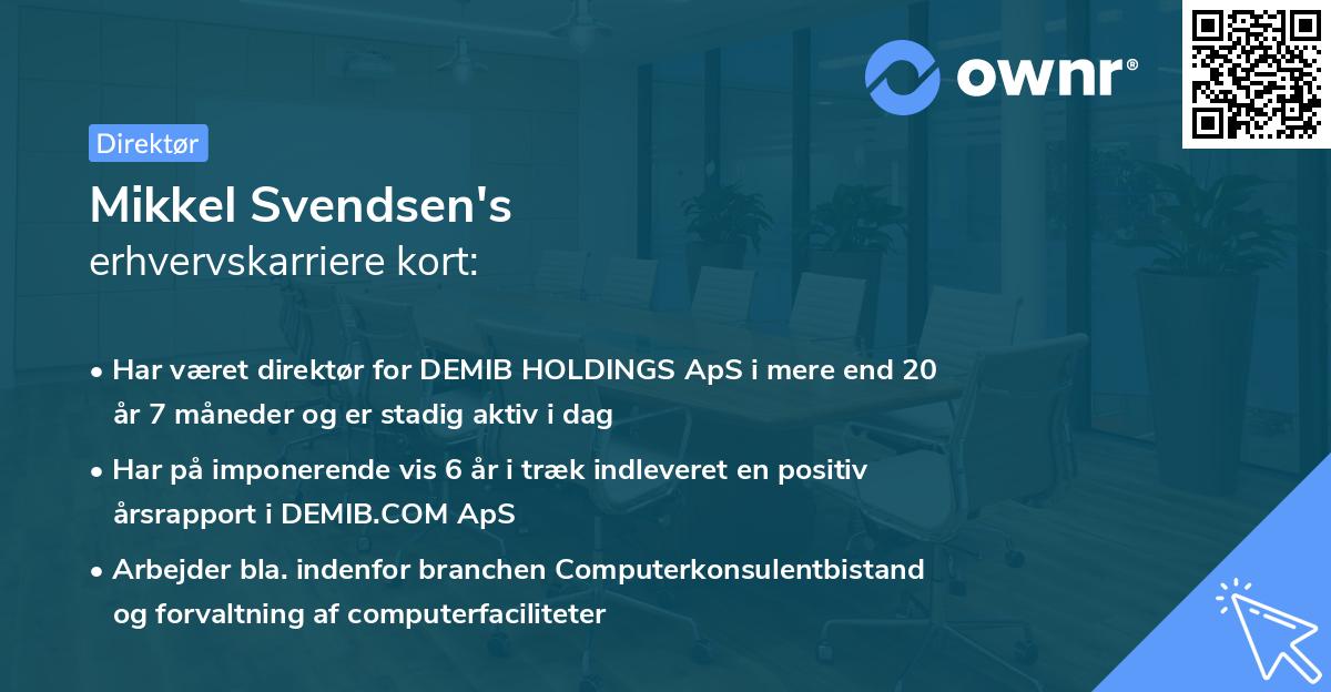 Mikkel Svendsen's erhvervskarriere kort