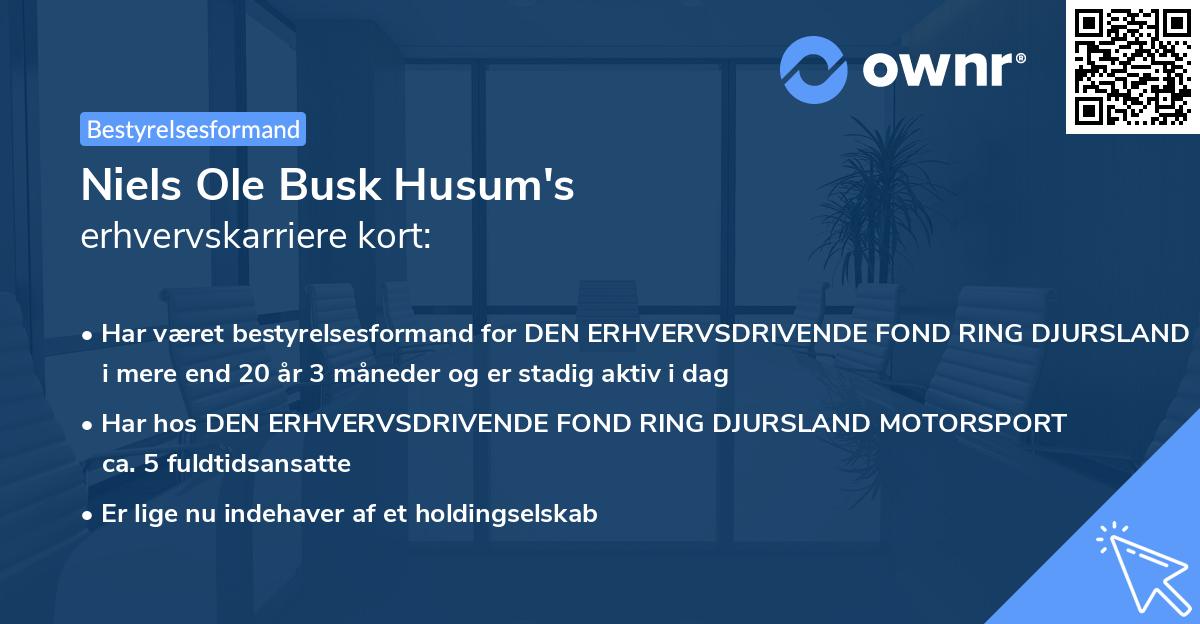 Niels Ole Busk Husum's erhvervskarriere kort