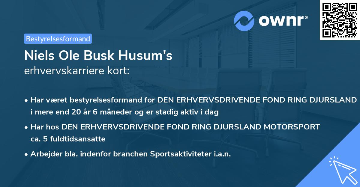 Niels Ole Busk Husum's erhvervskarriere kort