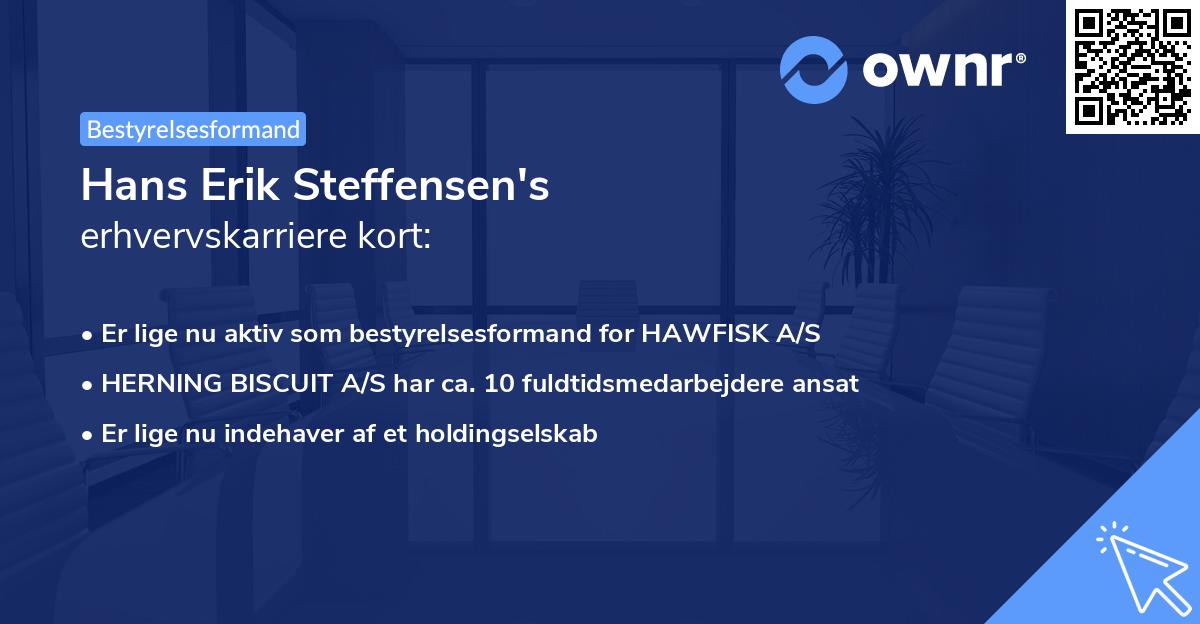 Hans Erik Steffensen's erhvervskarriere kort