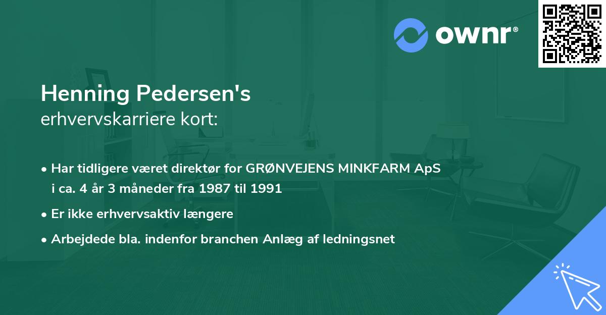 Henning Pedersen's erhvervskarriere kort