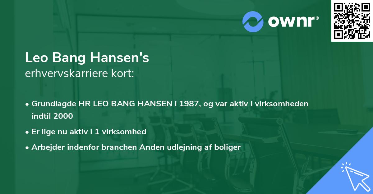 Leo Bang Hansen's erhvervskarriere kort