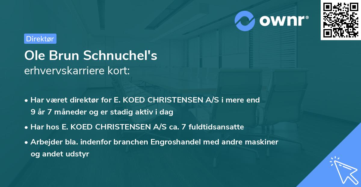 Ole Brun Schnuchel's erhvervskarriere kort