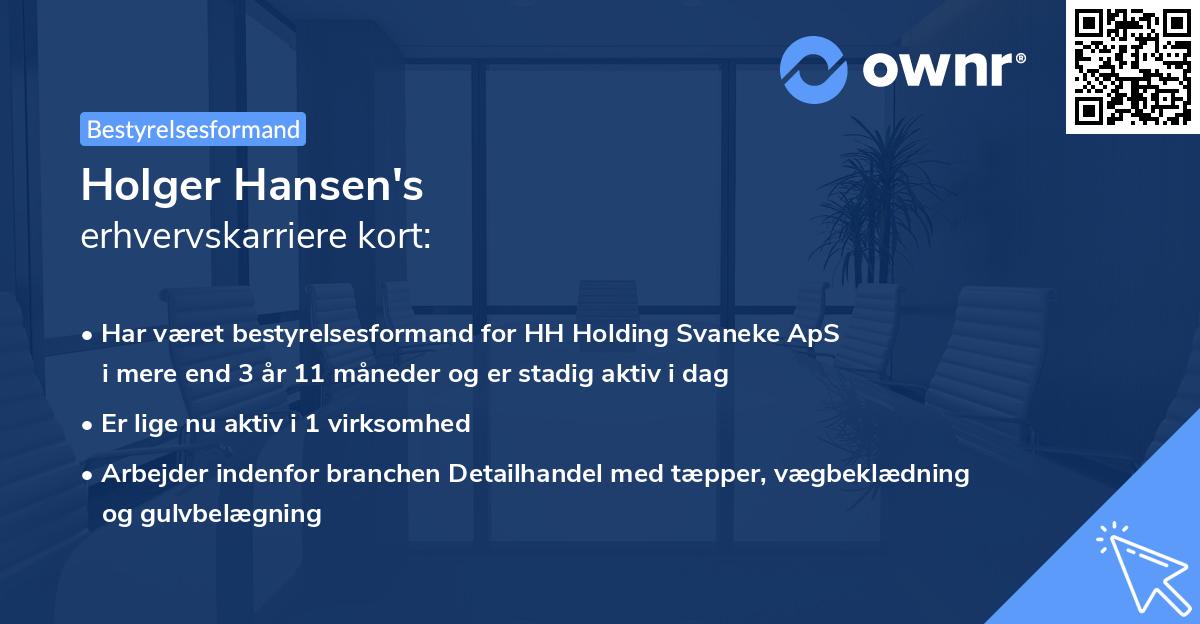 Holger Hansen's erhvervskarriere kort